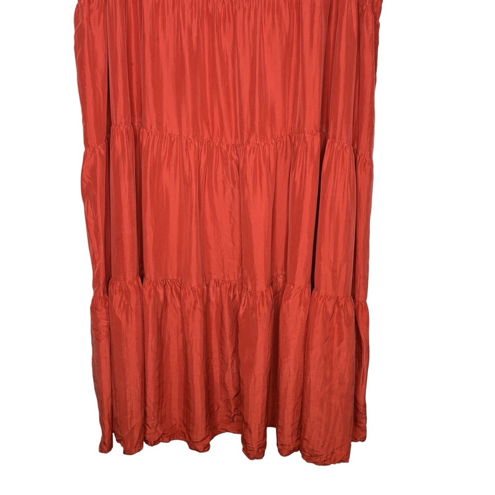 Eileen Fisher Crushed Silk Tier Ruffle Maxi Dress 3X Coastal Capsule Beach Layer - Picture 6 of 10